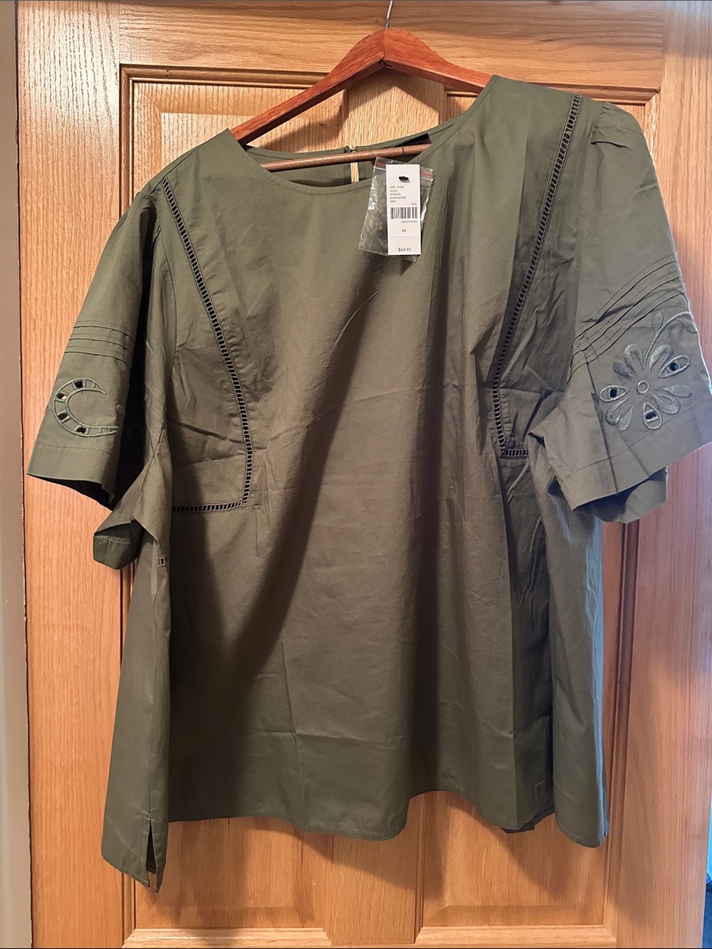Lane Bryant Olive Green Short Sleeve Blouse